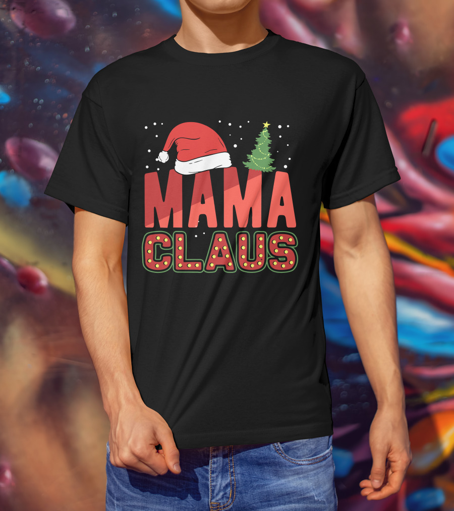 Mama Claus Christmas Santa Hat Tree T-Shirt