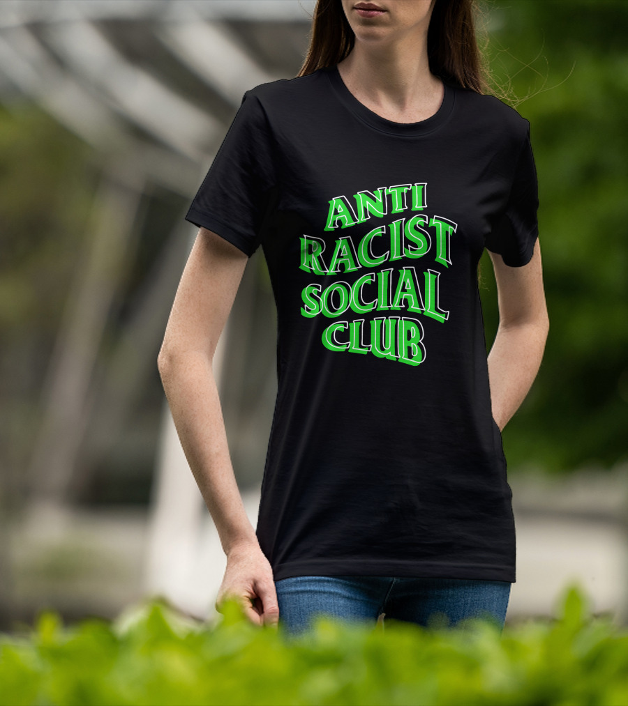 Anti Racist Social Club Green Text T-Shirt