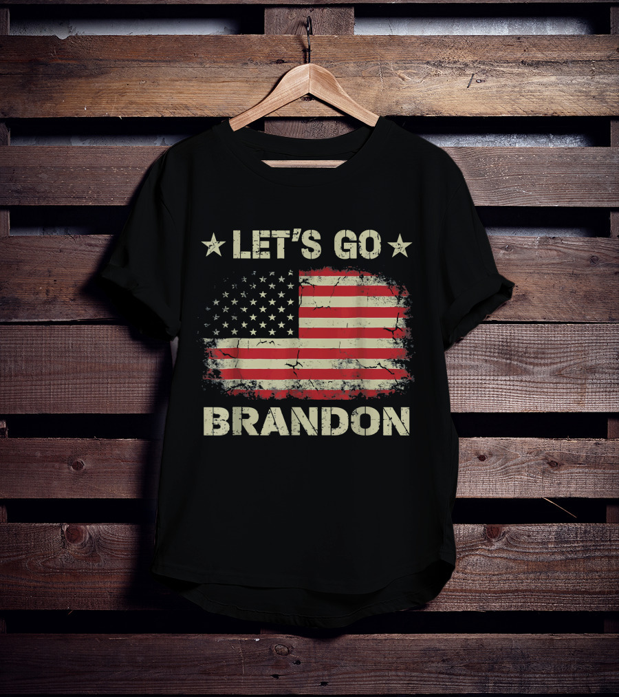 LET'S GO BRANDON American Flag Stars Distressed Patriotic Anti Liberal T-Shirt