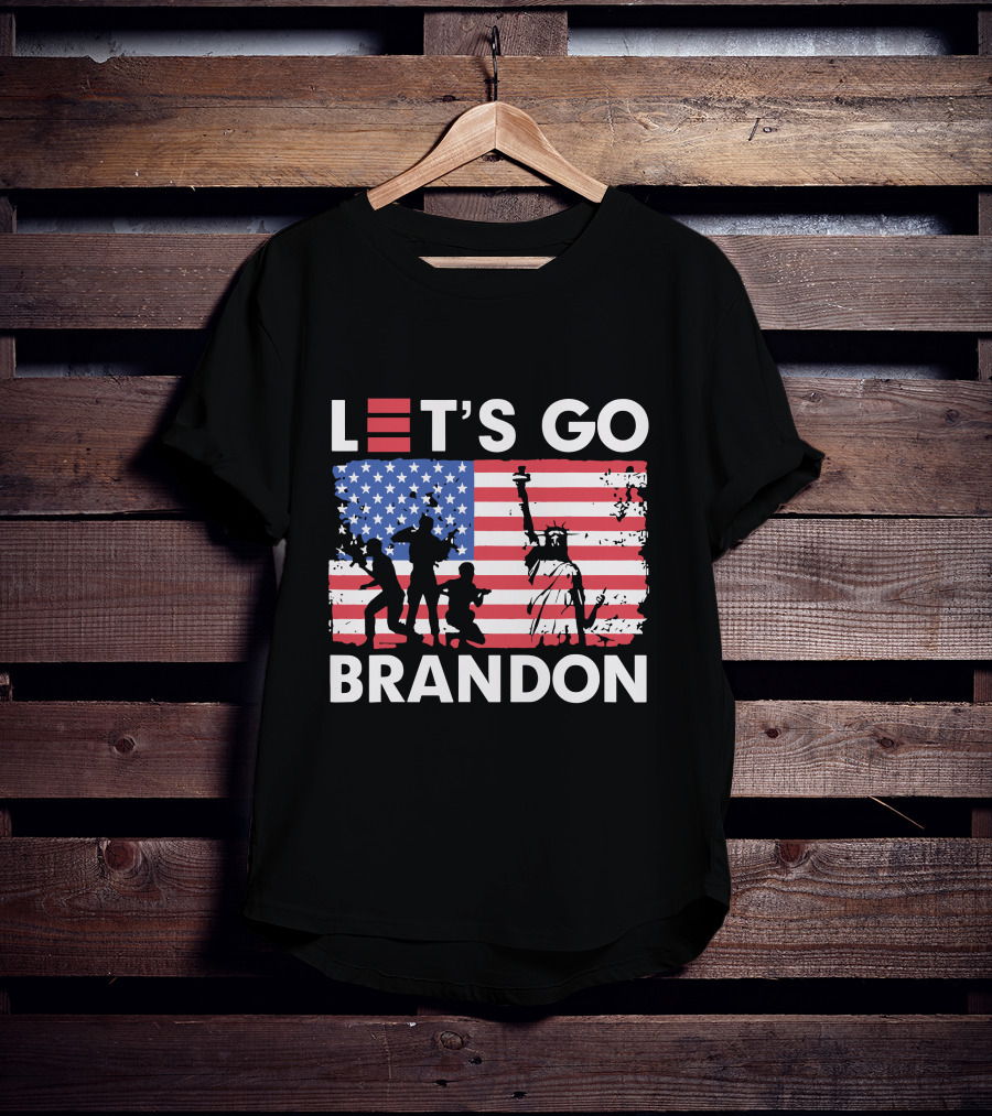 Let's Go Brandon American Flag Statue Of Liberty T-Shirt