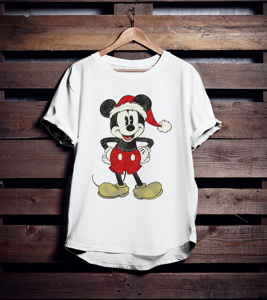 Mickey Mouse Santa Hat Christmas Disney T-Shirt
