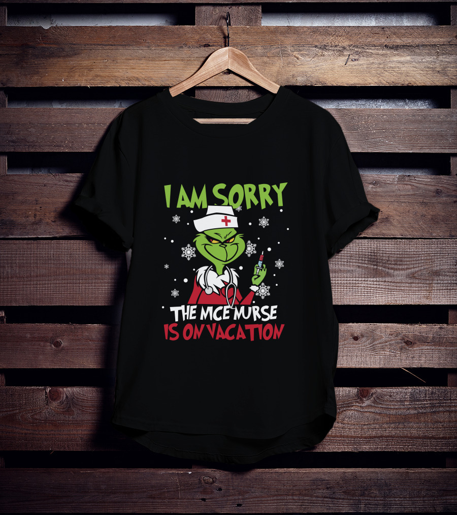 I Am Sorry The Nice Nurse Is On Vacation Grinch Nurse Christmas Snowflakes T-Shirt