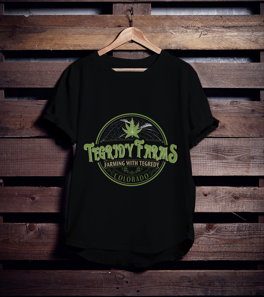 Tegridy Farms Farming With Tegridy Colorado Vintage Logo Cannabis Leaf T-Shirt