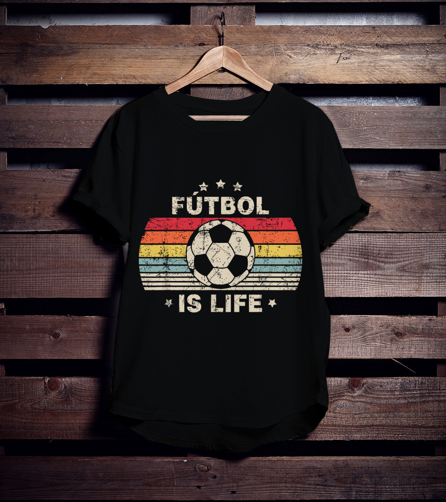 Fútbol Is Life Retro Soccer Ball Stripe Stars T-Shirt