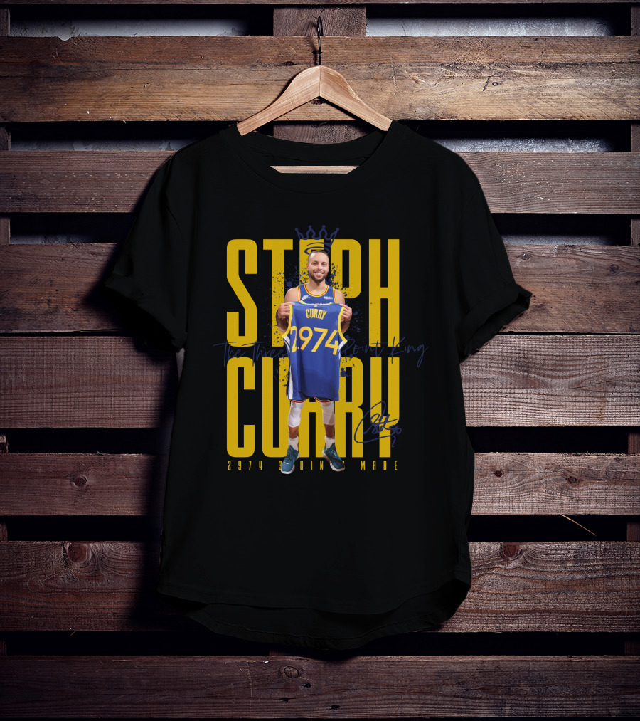 Stephan Curry 2974 Threes Made King Signature T-Shirt