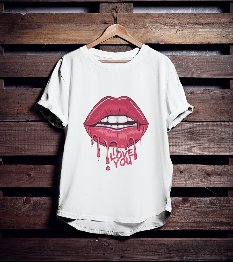 Lips Dripping Pink Love You Kiss Blood T-Shirt