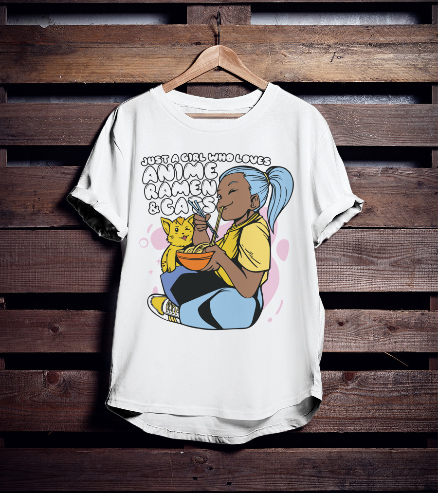 Just A Girl Who Loves Anime Ramen And Cats T-Shirt