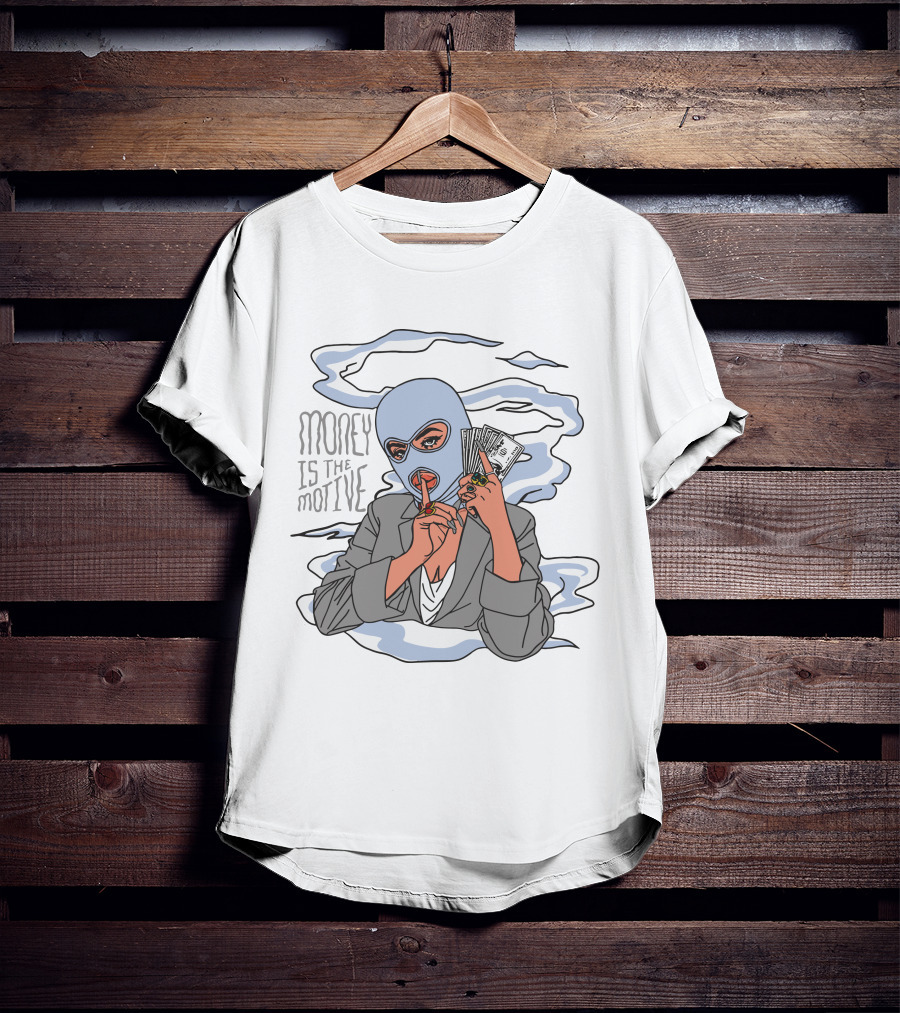 Money Is The Motive Smoky Figure With Cash Stack T-Shirt