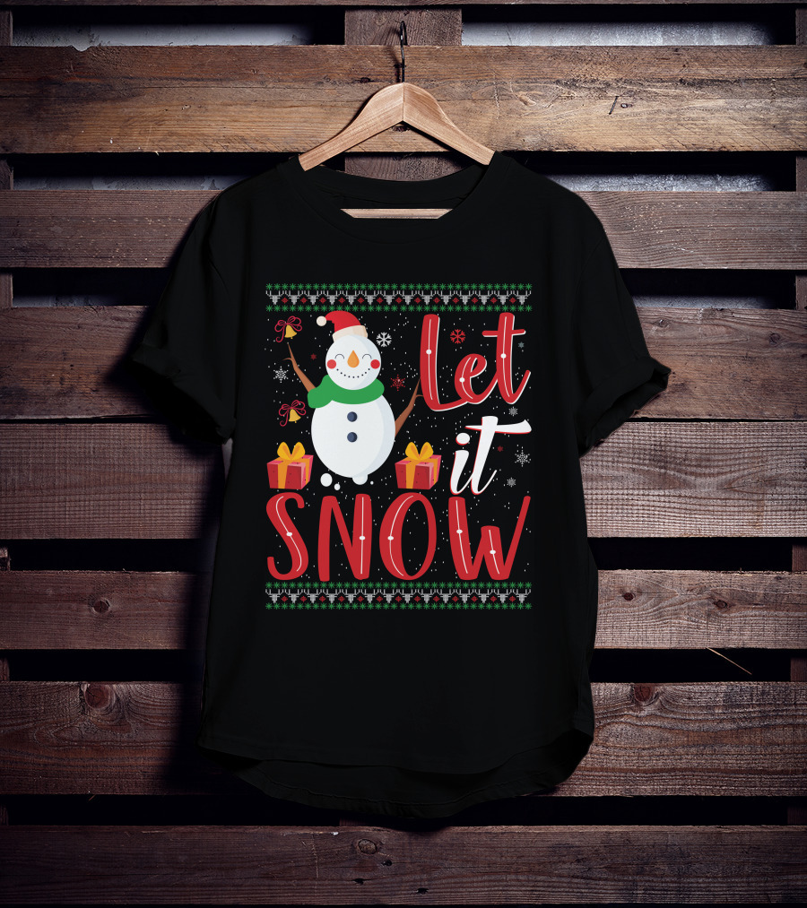 Let It Snow Snowman Christmas Presents Holiday T-Shirt