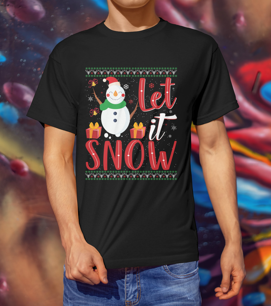 Let It Snow Snowman Christmas Presents Holiday T-Shirt