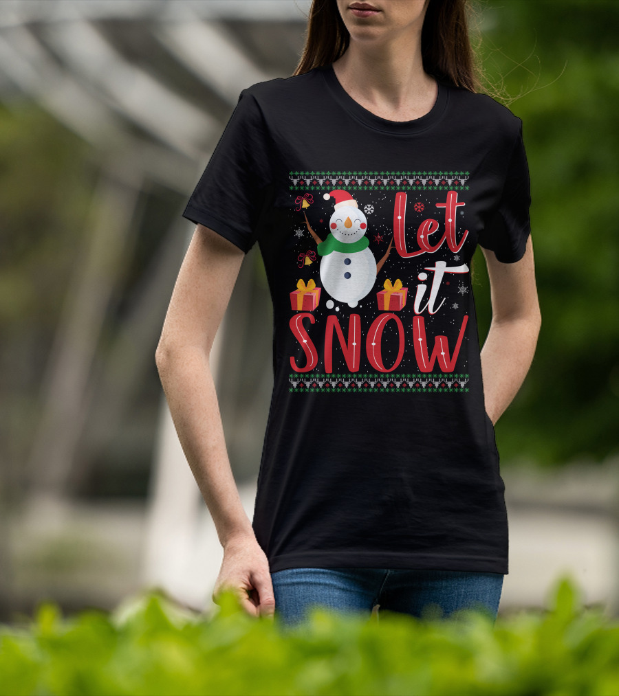 Let It Snow Snowman Christmas Presents Holiday T-Shirt