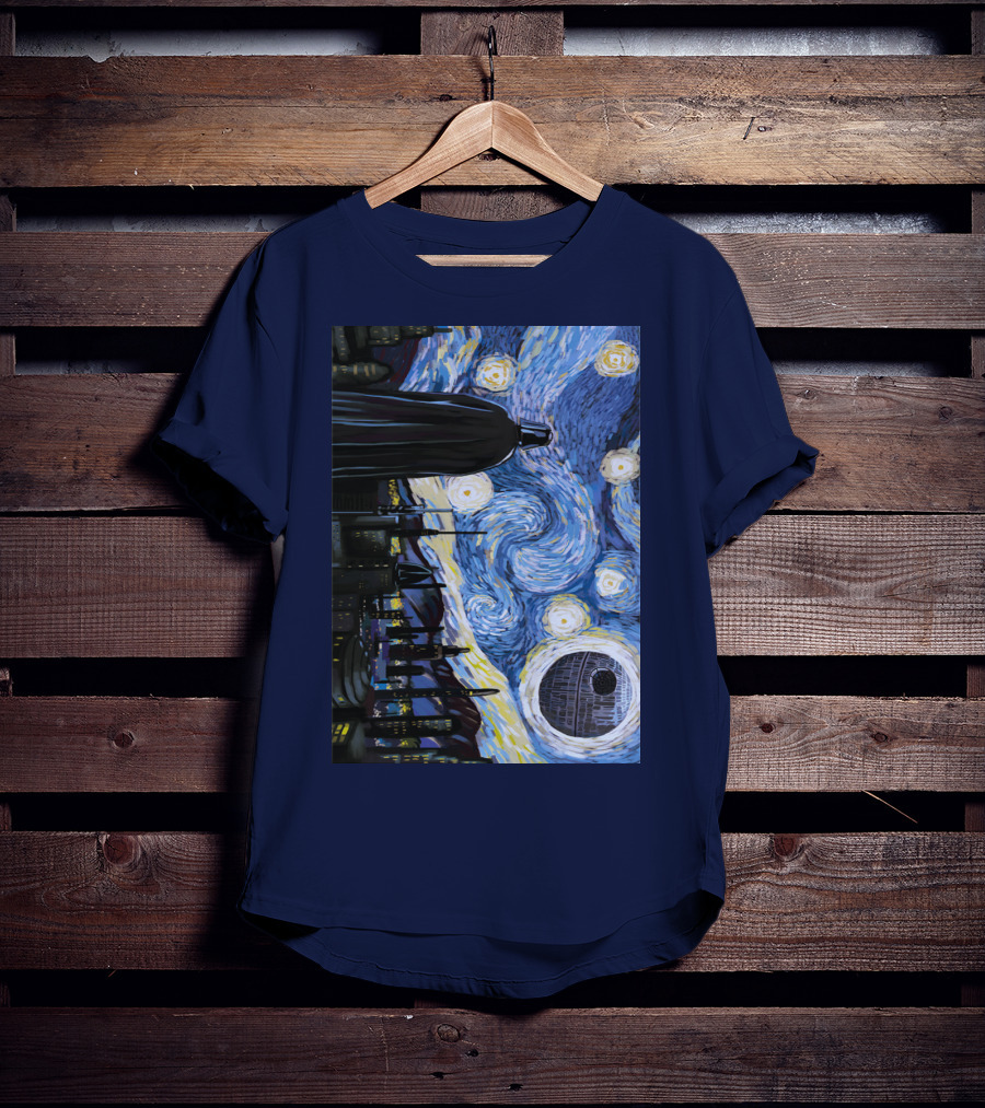 Darth Vader And Death Star In Starry Night T-Shirt