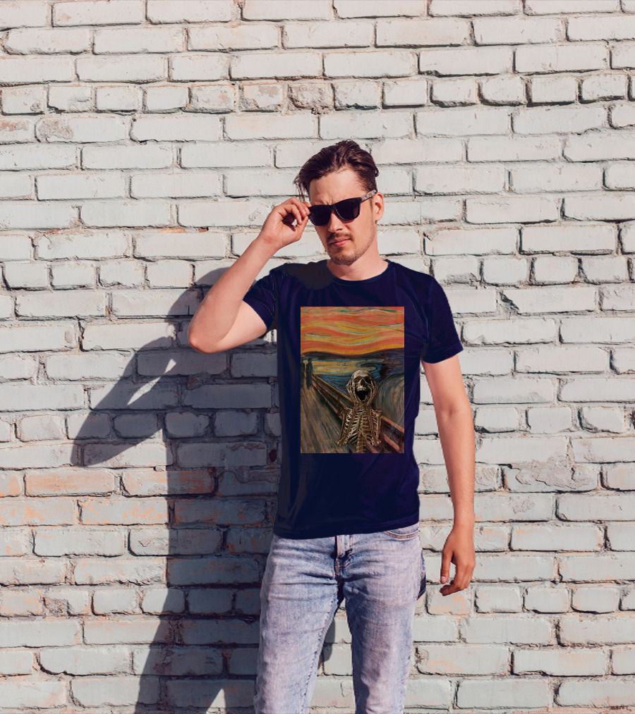 The Scream Skeleton In Edvard Munch T-Shirt
