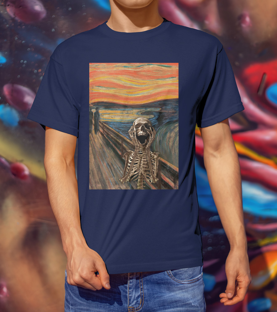 The Scream Skeleton In Edvard Munch T-Shirt