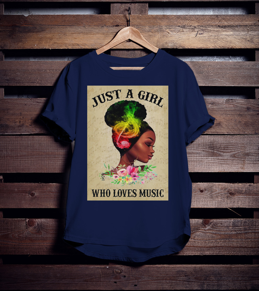 Just A Girl With Colorful Musical Hair Who Loves Music T-Shirt