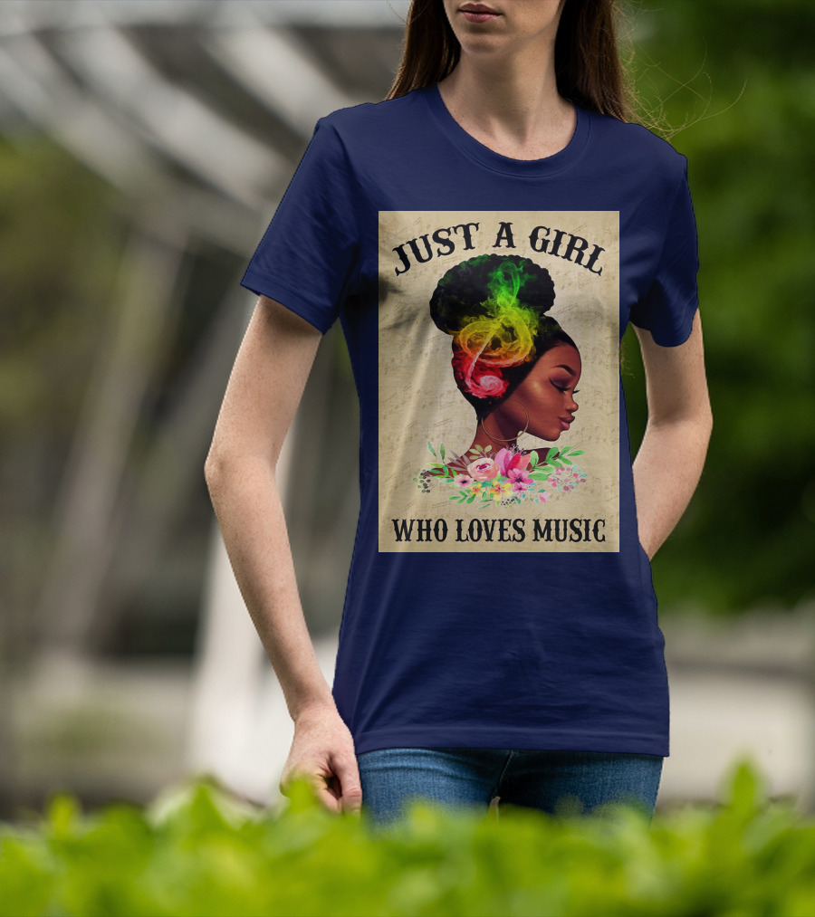 Just A Girl With Colorful Musical Hair Who Loves Music T-Shirt