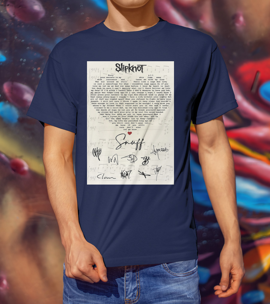 Slipknot Snuff Lyrics With Band Member Signatures T-Shirt