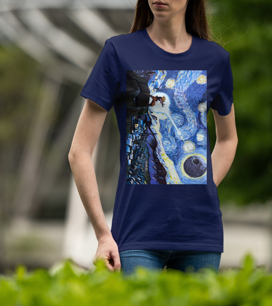 Son Goku Kamehameha Meets Death Star In Starry Night Fusion T-Shirt