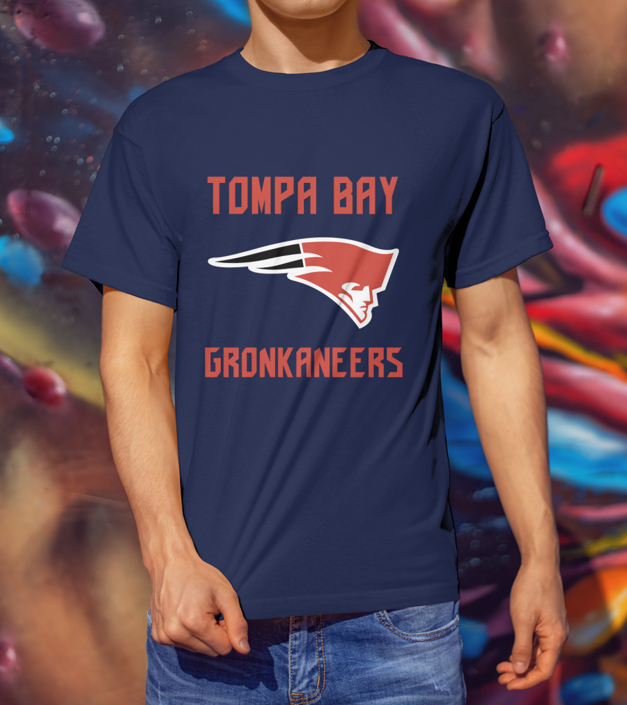 Tompa Bay Gronkaneers New England Patriots Logo Combination T-Shirt