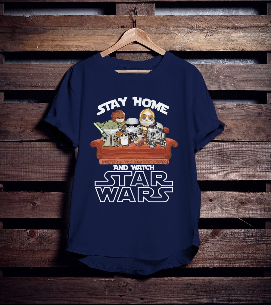 Stay Home And Watch Star Wars Characters On Couch T-Shirt