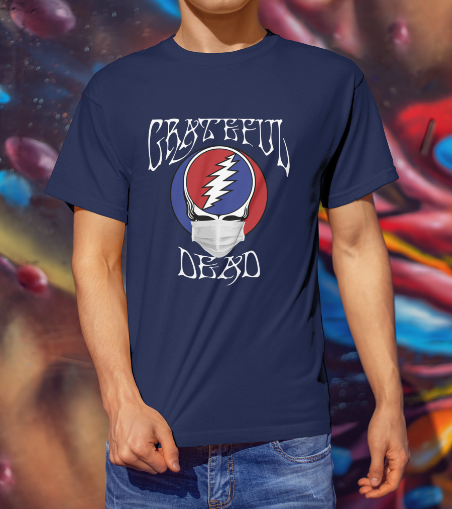 Grateful Dead Steal Your Face Mask Logo With Red And Blue Skull T-Shirt