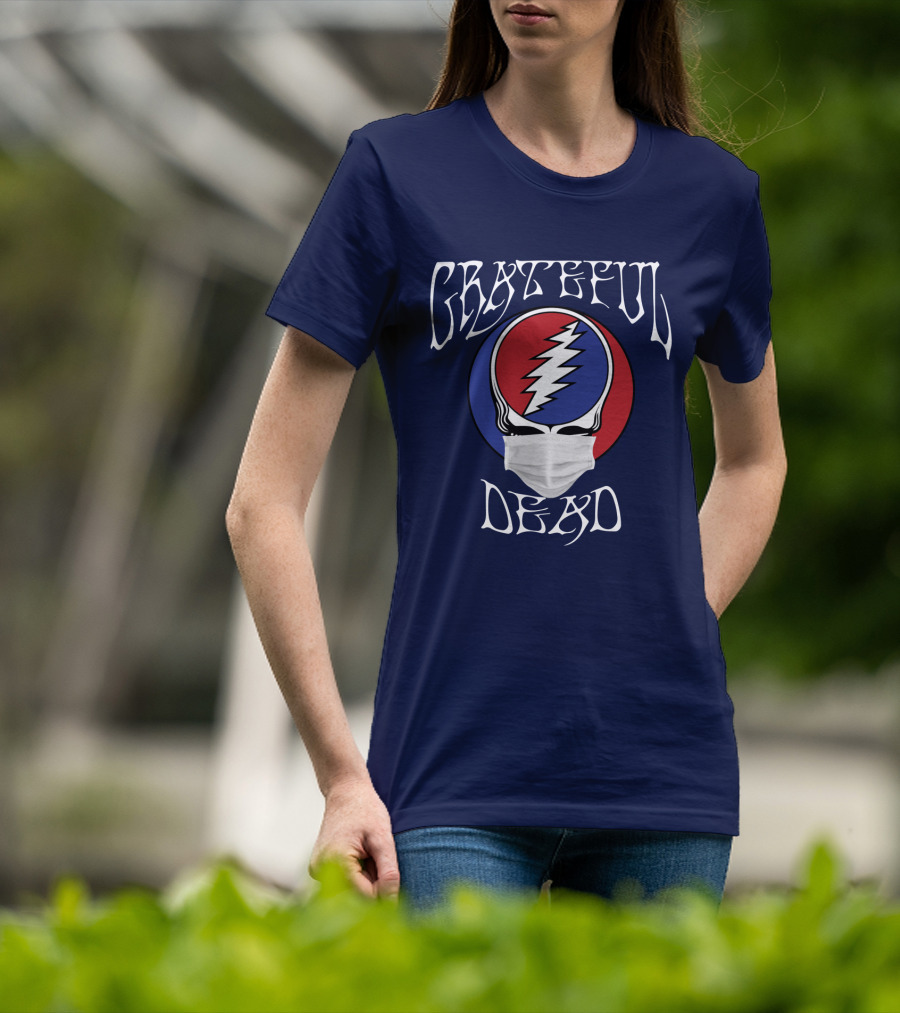 Grateful Dead Steal Your Face Mask Logo With Red And Blue Skull T-Shirt
