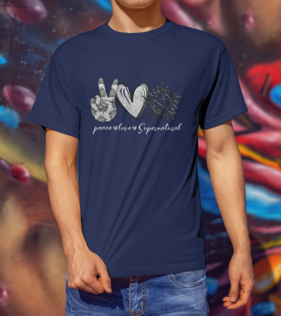 Peace Love Supernatural Oversized Plus Size Iconic Symbolic T-Shirt