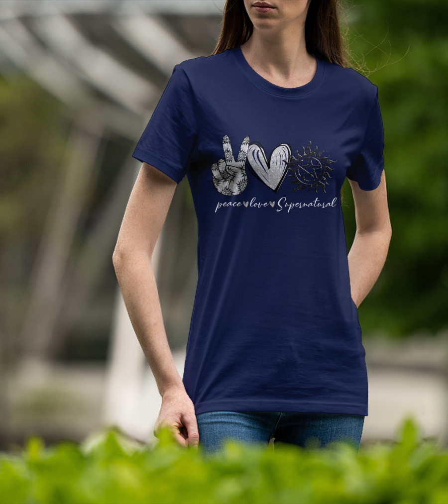 Peace Love Supernatural Oversized Plus Size Iconic Symbolic T-Shirt