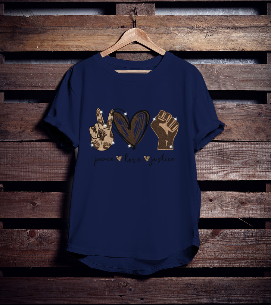Peace Love Justice Glittering Icons Diamond Oversized Plus Size T-Shirt