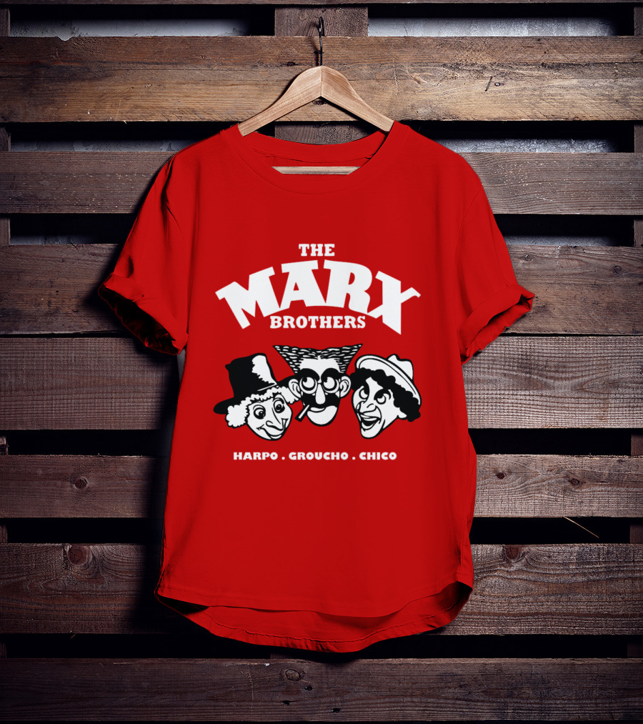 The Marx Brothers Harpo Groucho Chico Classic Comedy Icons Red T-Shirt