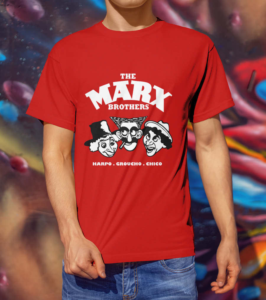 The Marx Brothers Harpo Groucho Chico Classic Comedy Icons Red T-Shirt