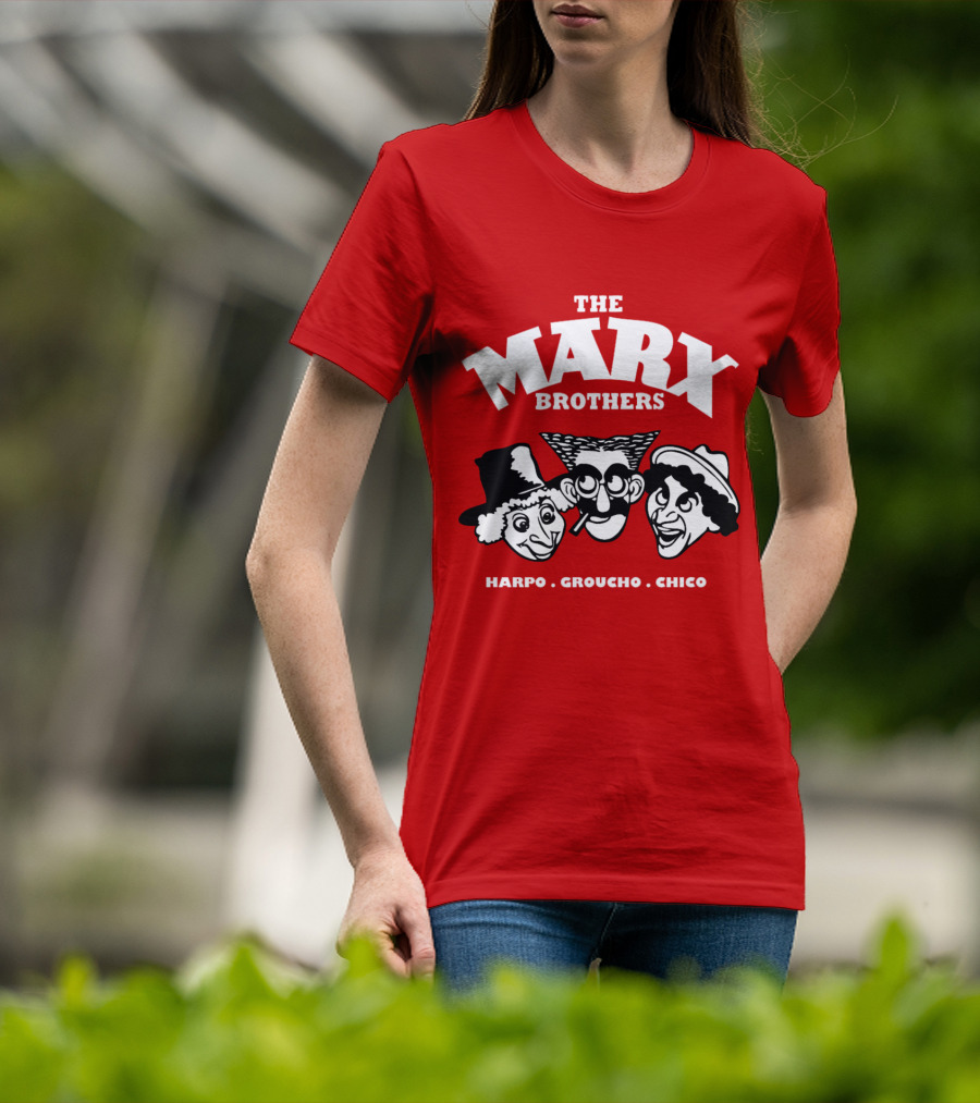 The Marx Brothers Harpo Groucho Chico Classic Comedy Icons Red T-Shirt