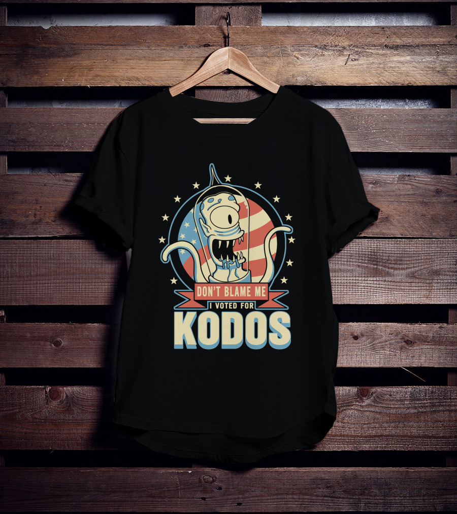 Don't Blame Me I Voted For Kodos Simpsons Alien American Flag T-Shirt