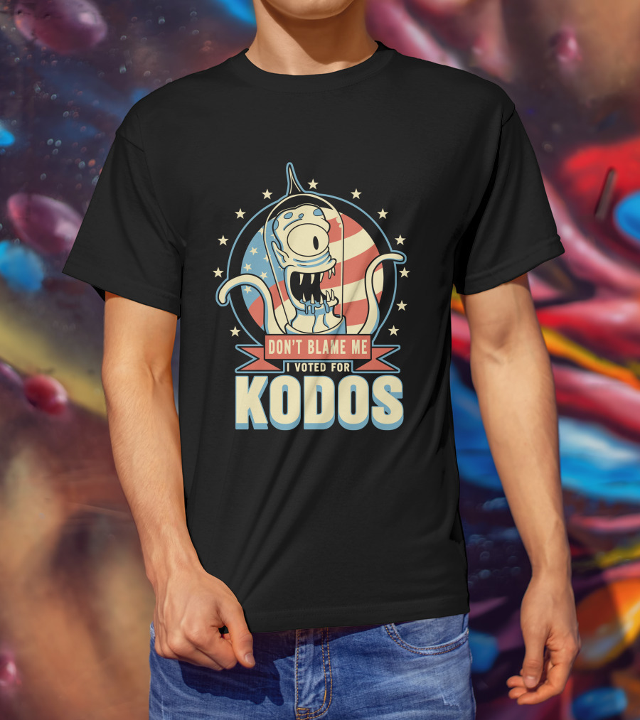 Don't Blame Me I Voted For Kodos Simpsons Alien American Flag T-Shirt