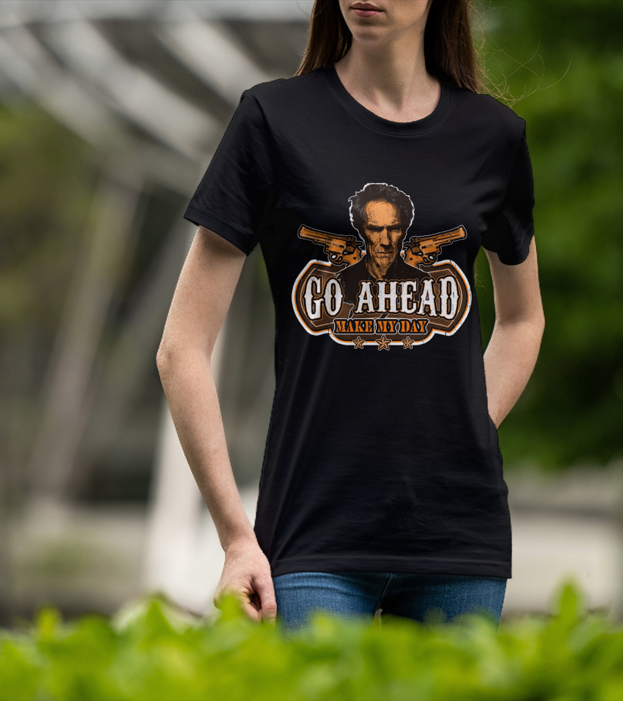 Go Ahead Make My Day Clint Eastwood Dirty Harry Guns Retro T-Shirt