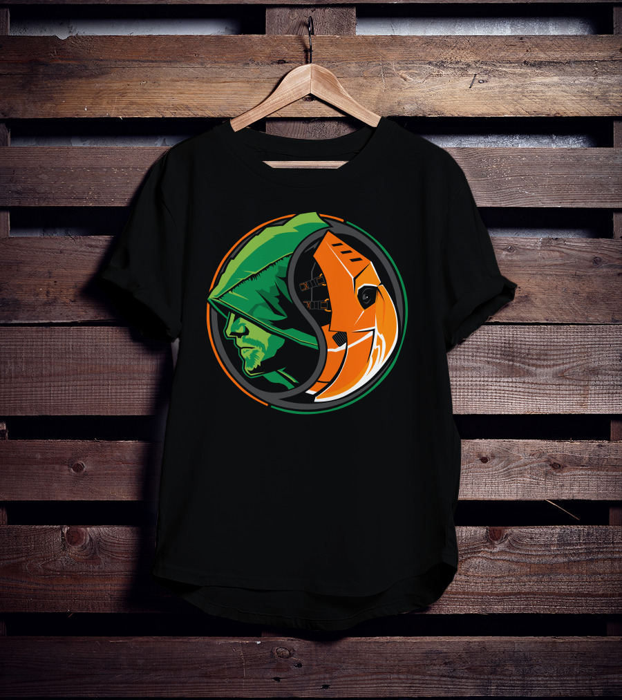 Green Arrow Slade Deathstroke Yin Yang T-Shirt