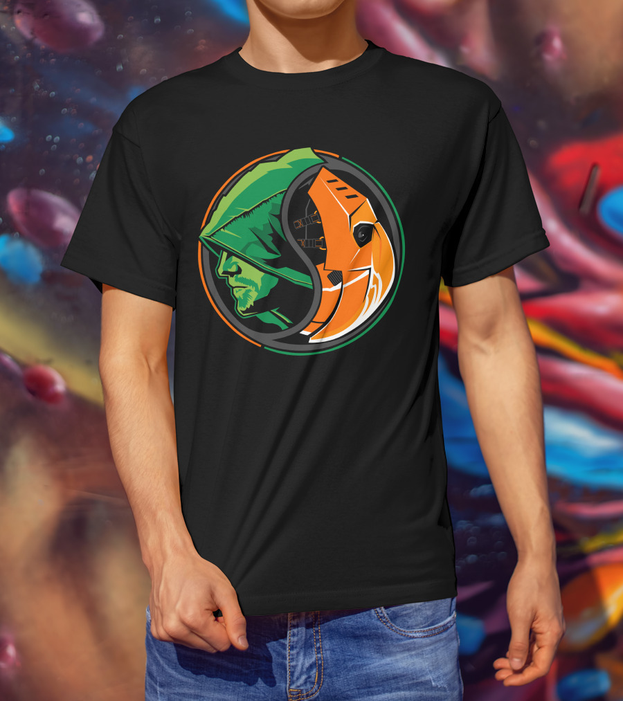 Green Arrow Slade Deathstroke Yin Yang T-Shirt