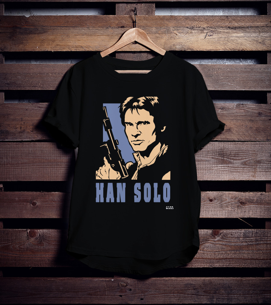 Han Solo Star Wars Vintage Style Graphic With Blaster T-Shirt