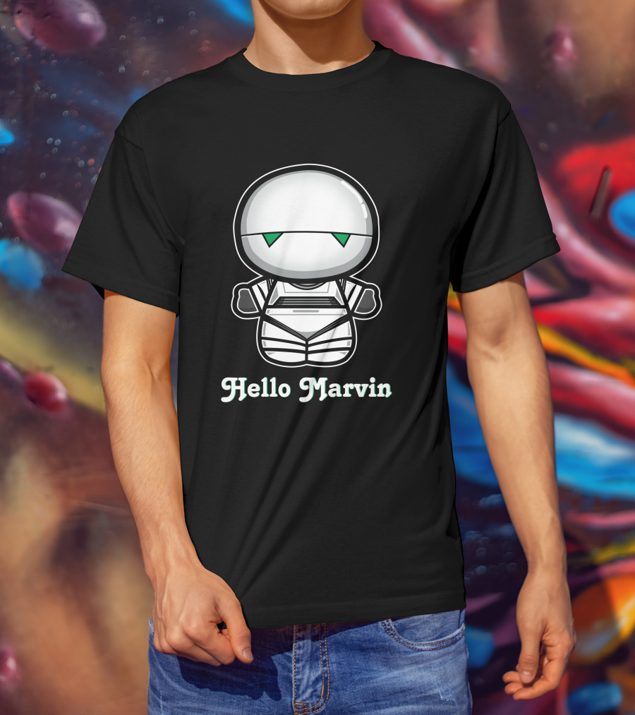 Hello Marvin The Paranoid Android Cute Cartoon Character T-Shirt