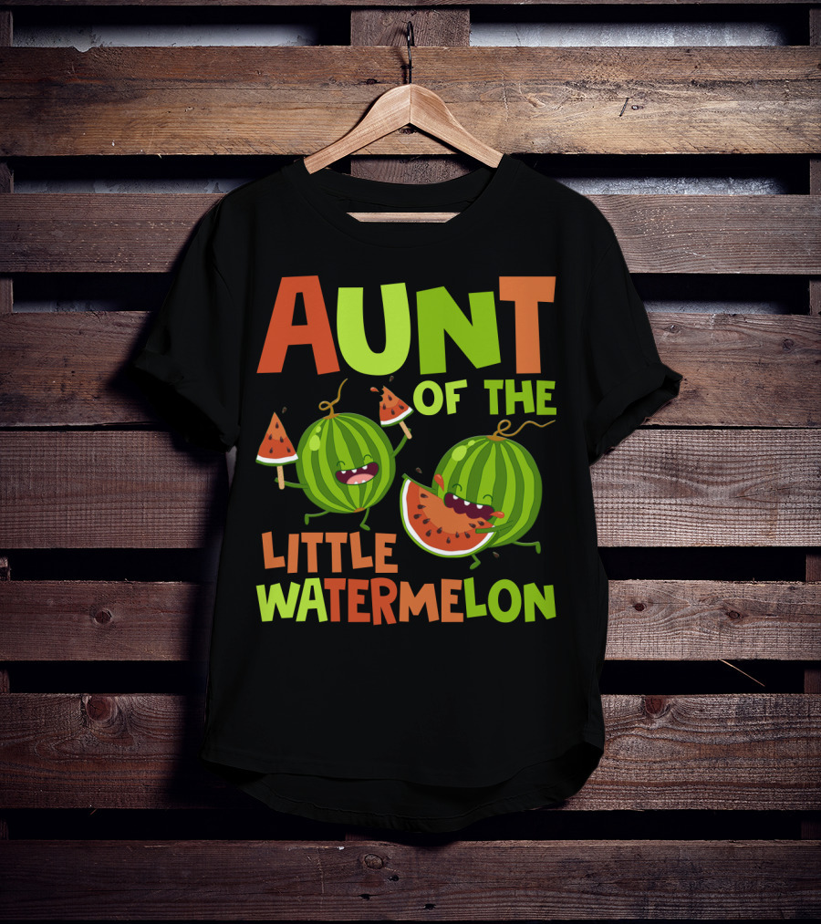 Aunt Of The Little Watermelon Funny Birthday Family T-Shirt