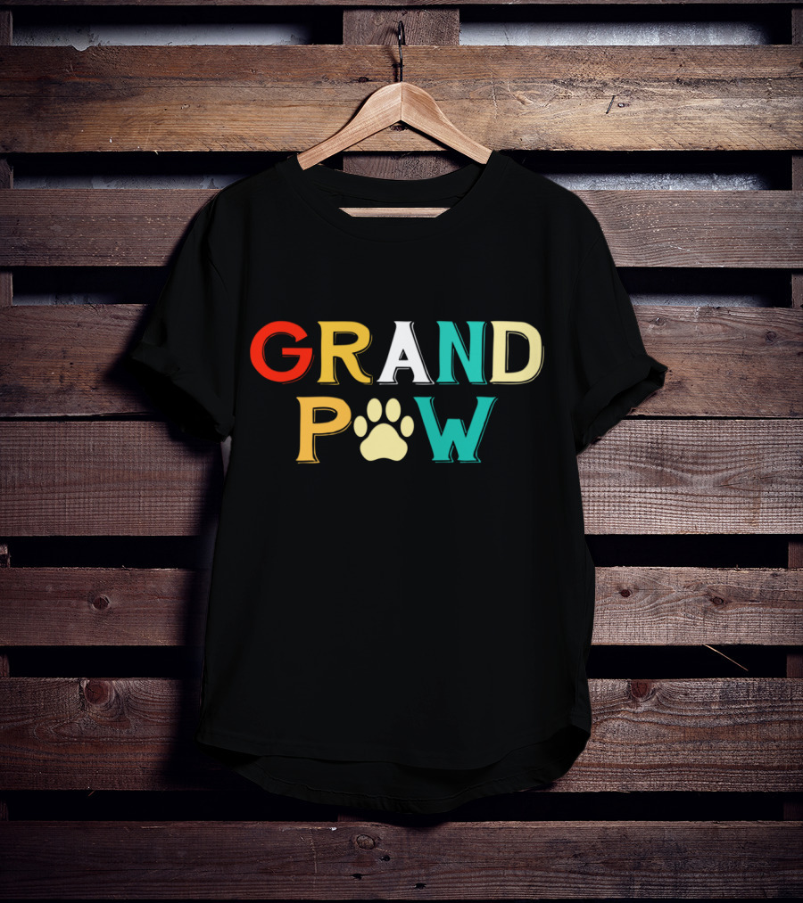 Grand Paw Doggy Puppy Lover Grandpa Funny Dog Paw Prints T-Shirt