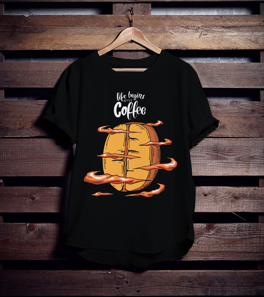 Life Begins After Coffee Football Steam Humor T-Shirt