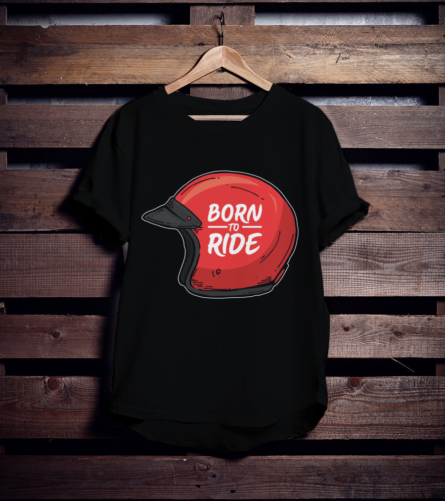 Born To Ride Retro Red Motorcycle Helmet T-Shirt