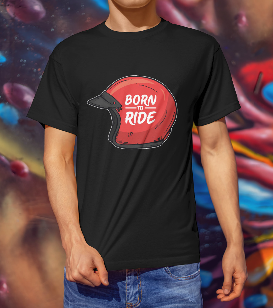 Born To Ride Retro Red Motorcycle Helmet T-Shirt
