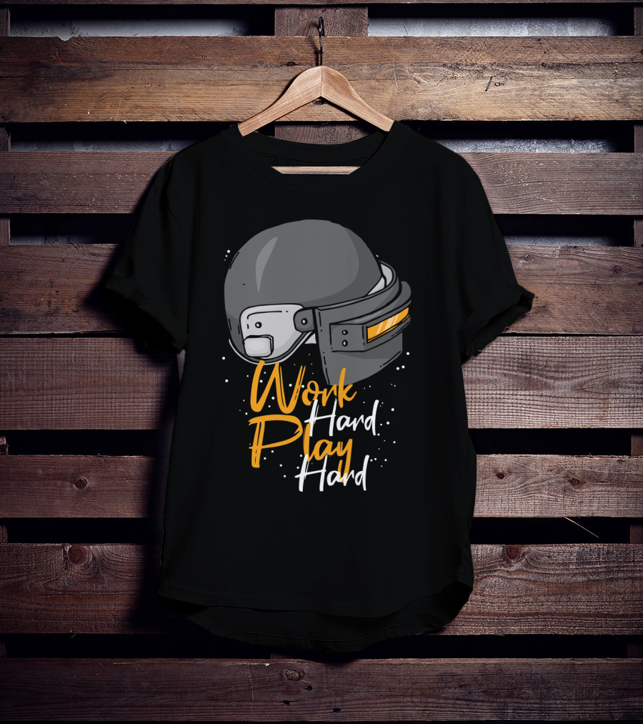 Work Hard Play Hard Football Helmet T-Shirt