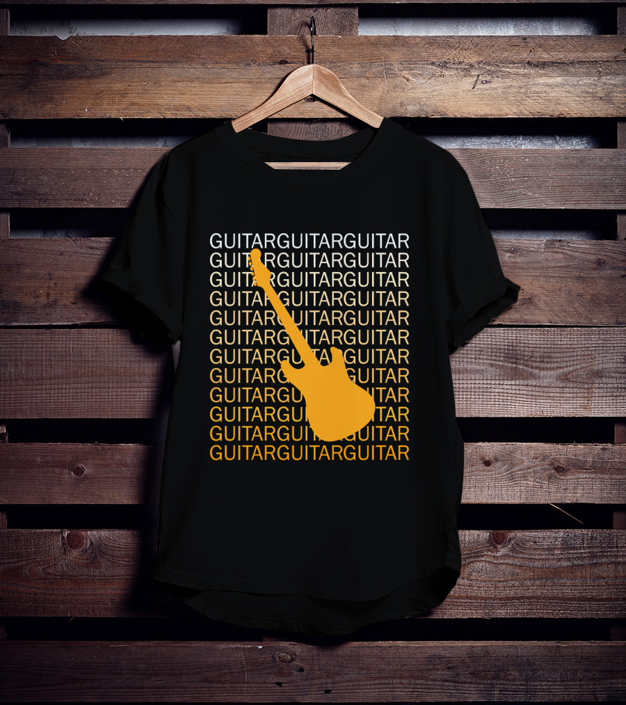 Guitar Guitar Repeated Yellow Electric Guitar T-Shirt