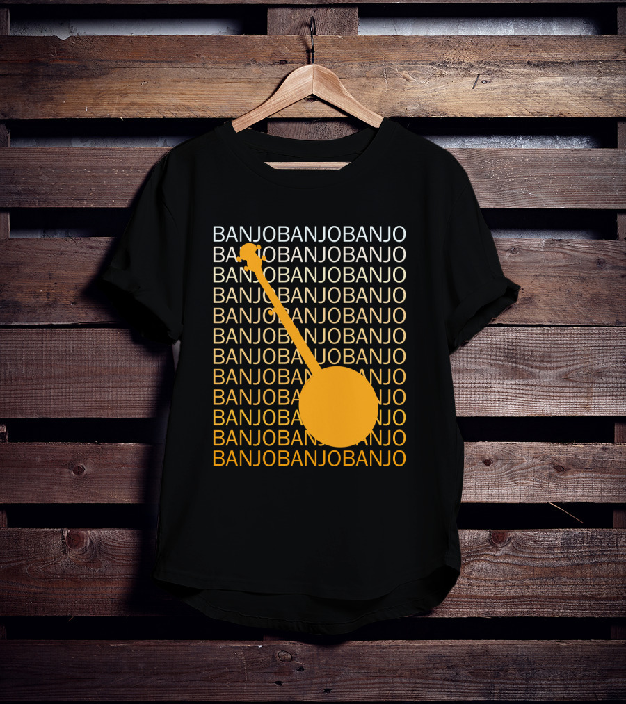 Banjo Repetition With Bold Orange Silhouette Highlight T-Shirt