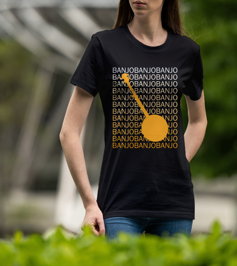 Banjo Repetition With Bold Orange Silhouette Highlight T-Shirt