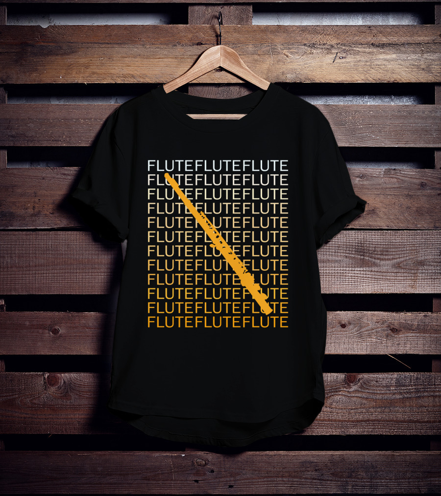Flute Repeated Pattern With Diagonal Yellow Instrument T-Shirt