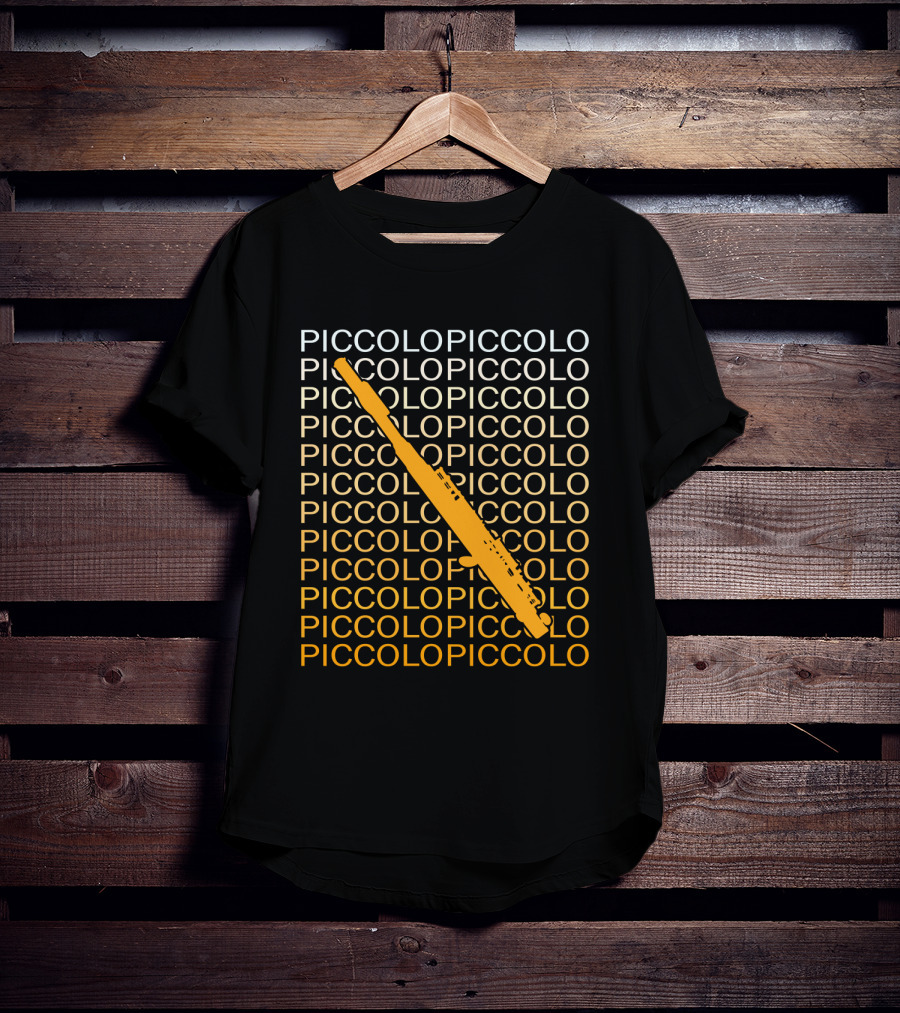 PICCOLO Word Pattern With Diagonal Orange Piccolo T-Shirt